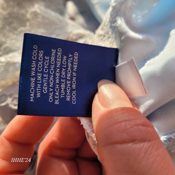 Apt. 9 Womens Floral Lace-Trim Slip Dress M Light Blue - Picture 6 of 8